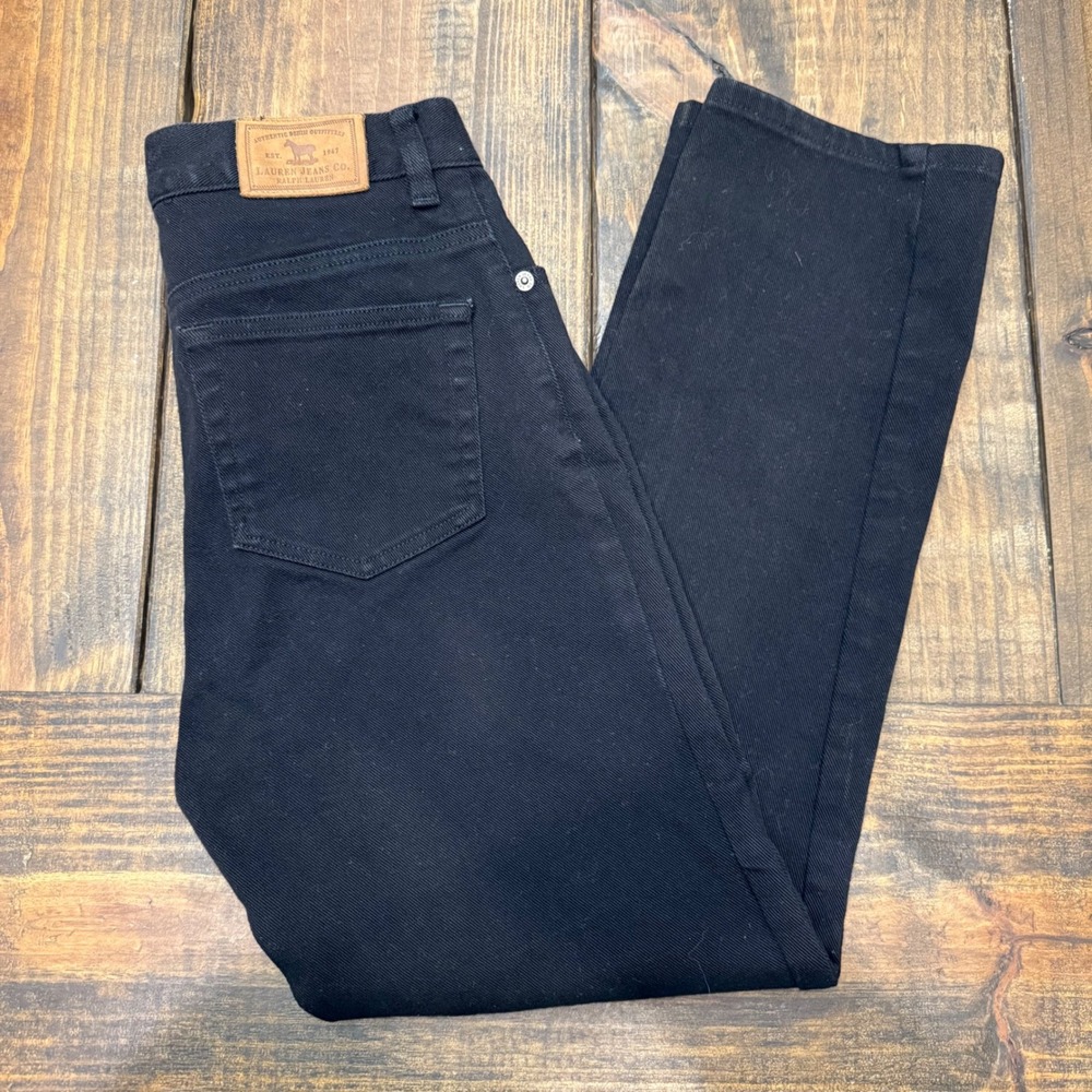 Lauren Jeans Co Ralph Lauren Black Denim Straight Leg Pants Womens‎ Size 4